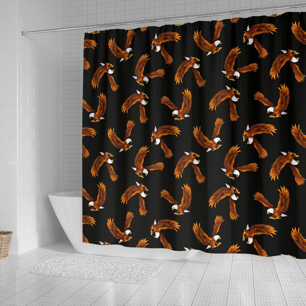 Eagle Black Pattern Print Bathroom Shower Curtain-grizzshop