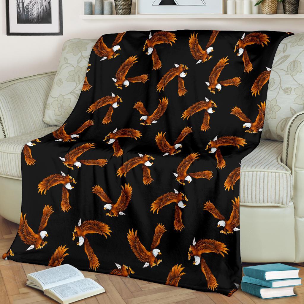 Eagle Black Pattern Print Blanket-grizzshop