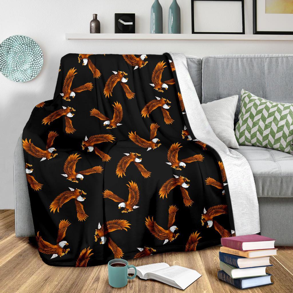 Eagle Black Pattern Print Blanket-grizzshop