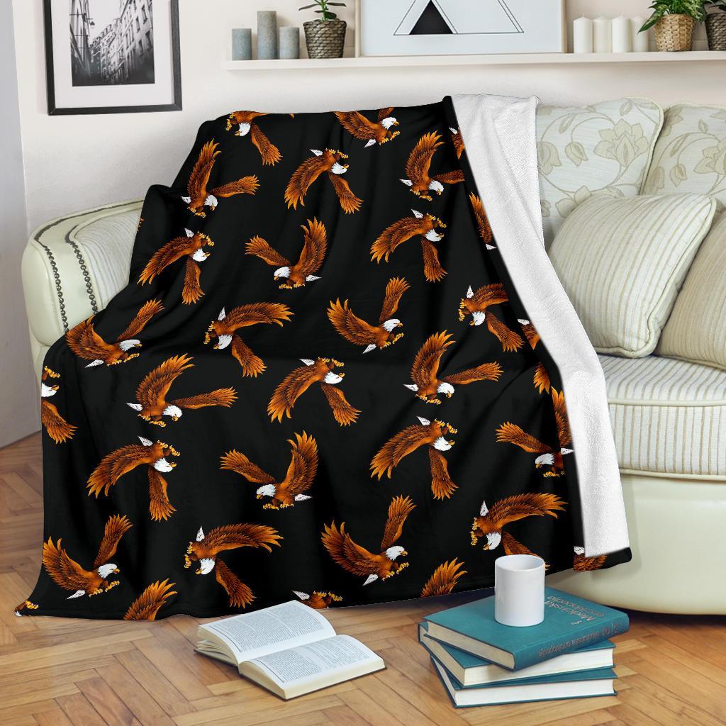 Eagle Black Pattern Print Blanket-grizzshop