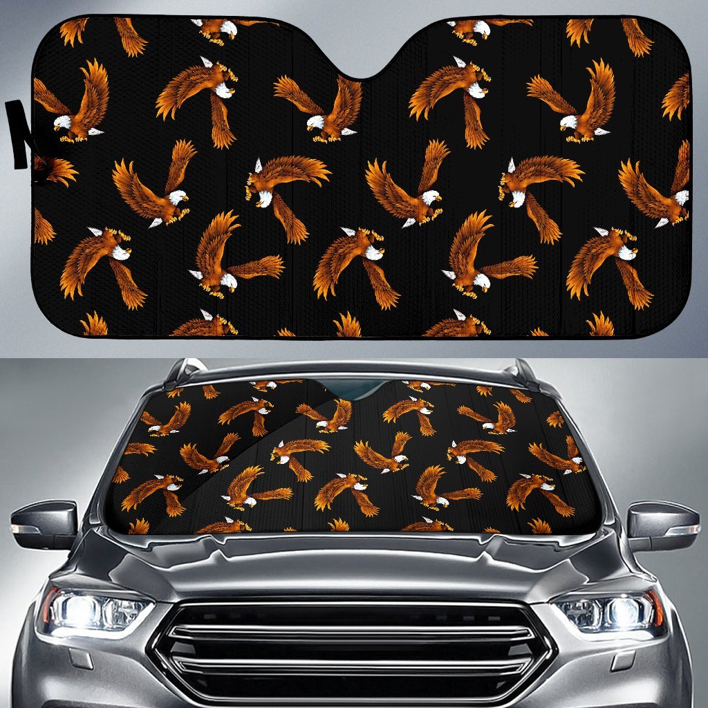 Eagle Black Pattern Print Car Sun Shade-grizzshop