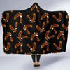 Eagle Black Pattern Print Hooded Blanket-grizzshop