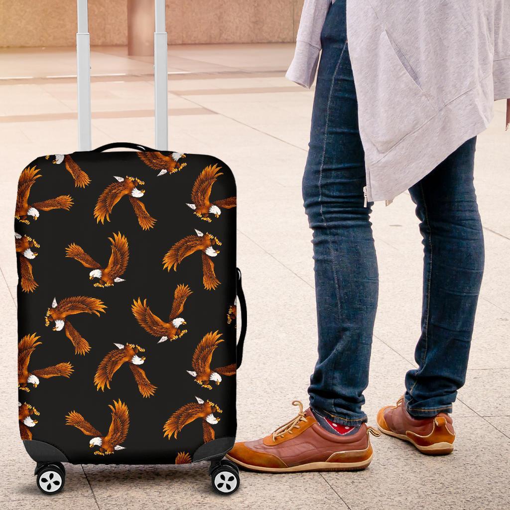 Eagle Black Pattern Print Luggage Cover Protector-grizzshop