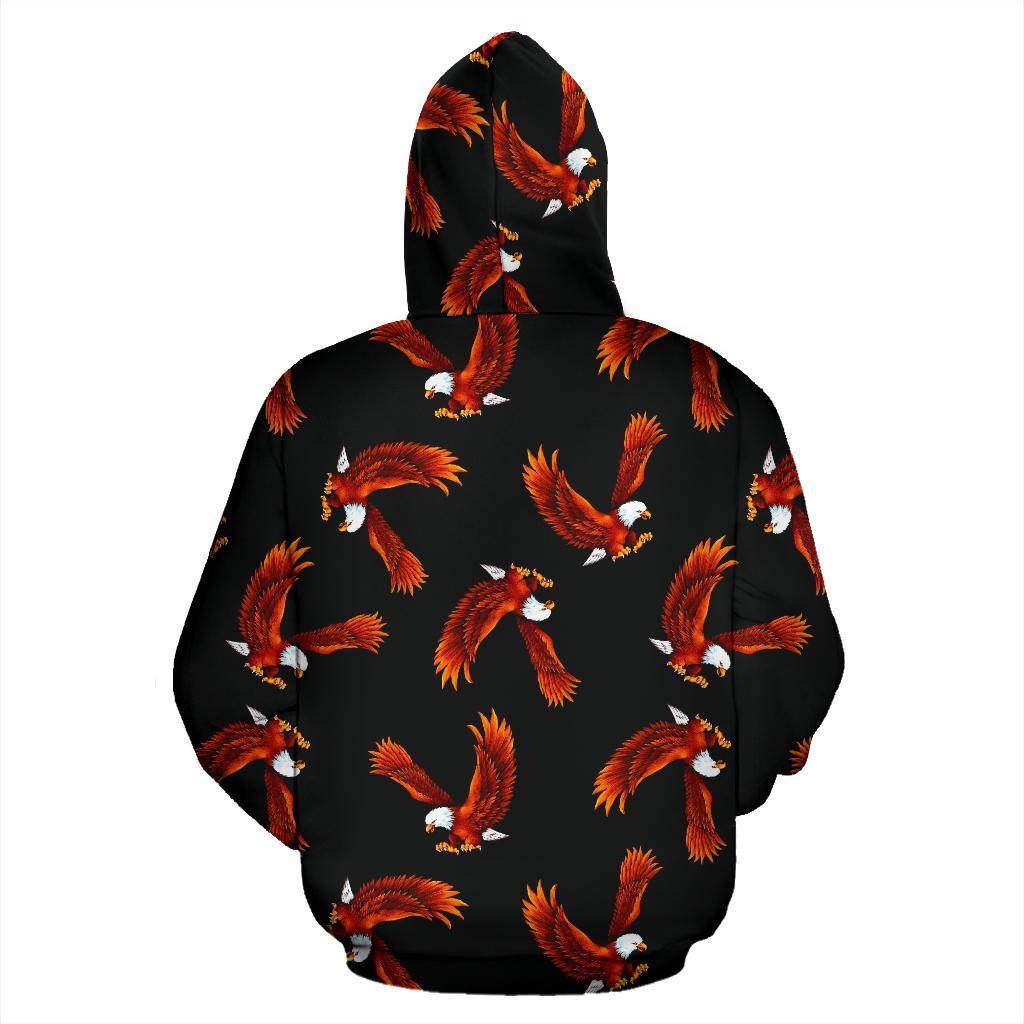 Eagle Black Pattern Print Men Women Pullover Hoodie-grizzshop