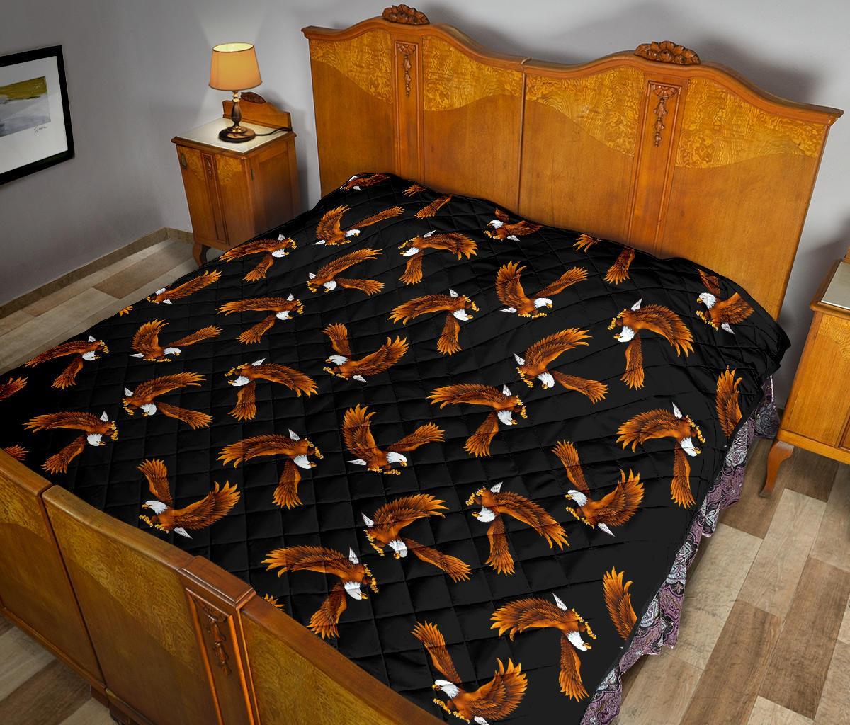 Eagle Black Pattern Print Quilt-grizzshop