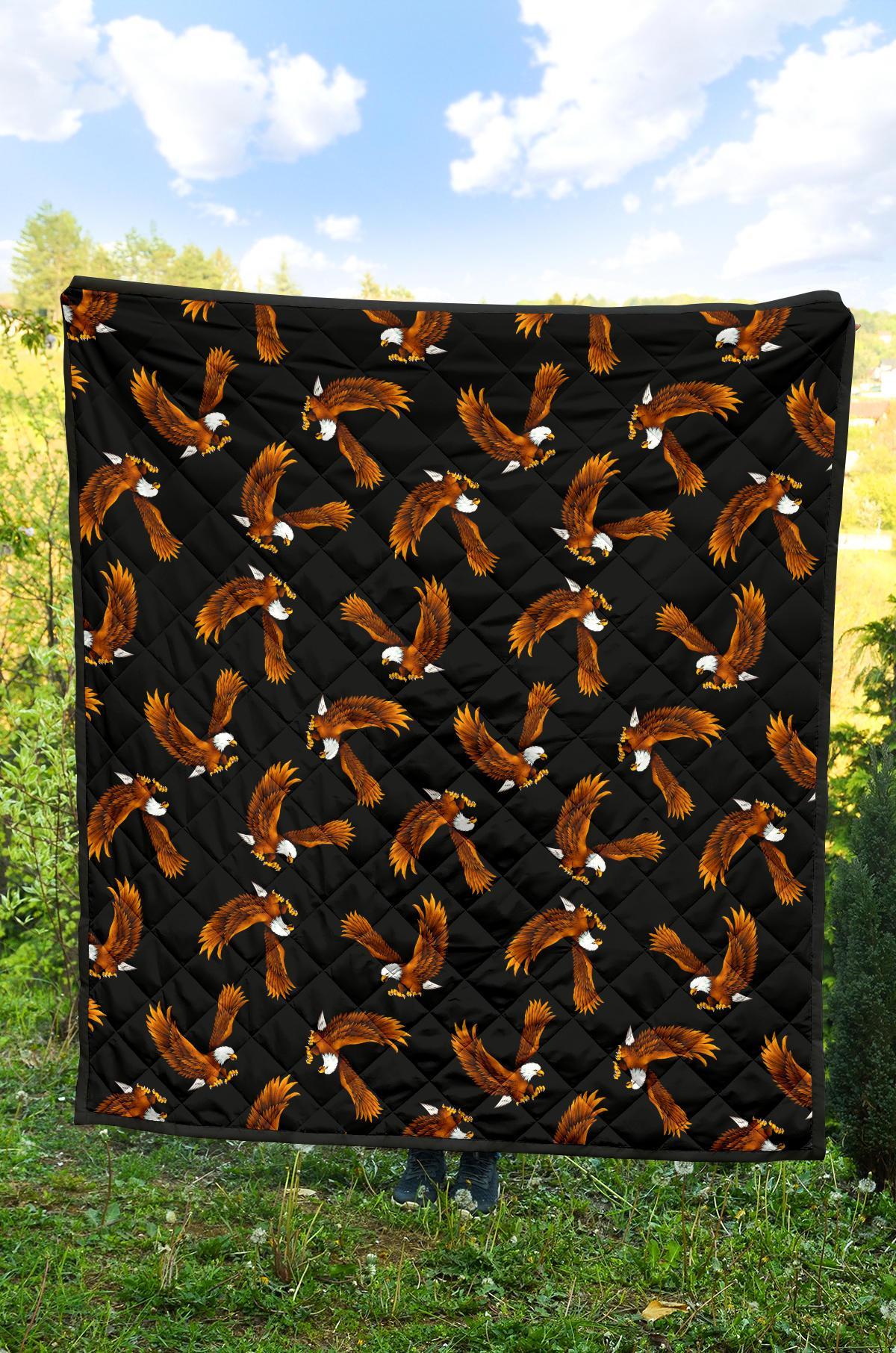 Eagle Black Pattern Print Quilt-grizzshop