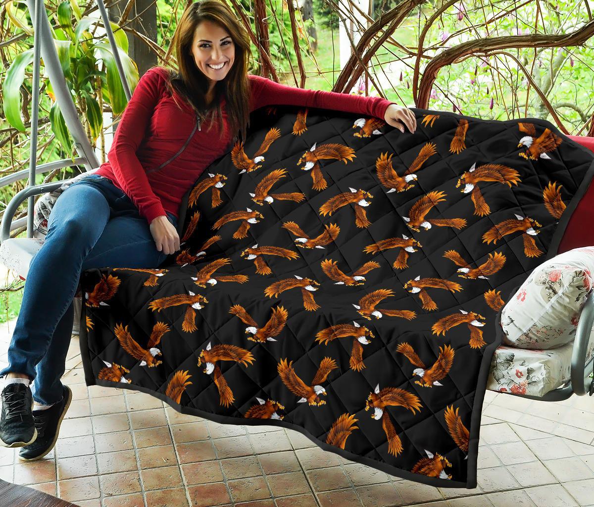 Eagle Black Pattern Print Quilt-grizzshop