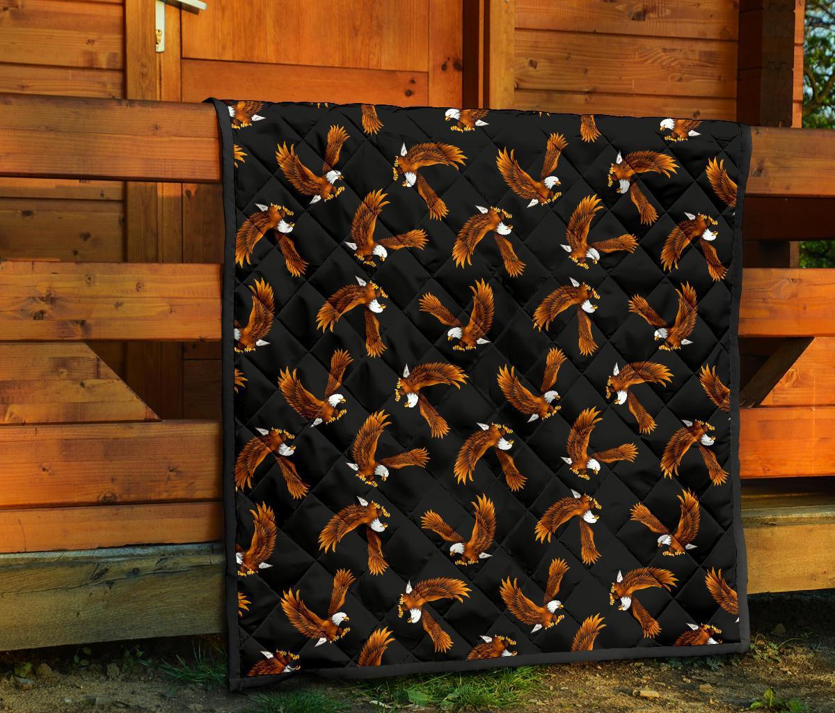 Eagle Black Pattern Print Quilt-grizzshop