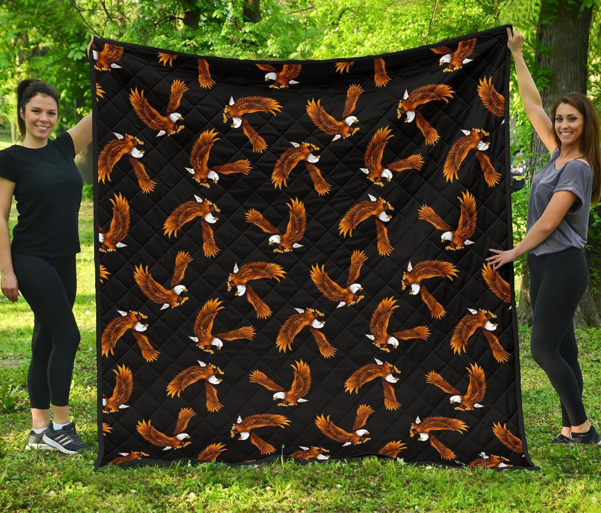 Eagle Black Pattern Print Quilt-grizzshop