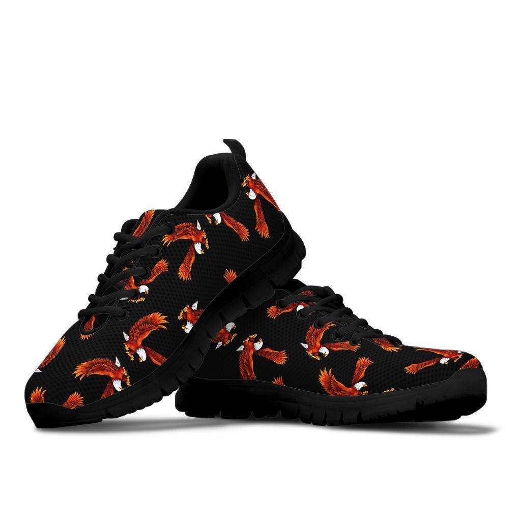 Eagle Black Pattern Print Sneaker Shoes For Men Women-grizzshop