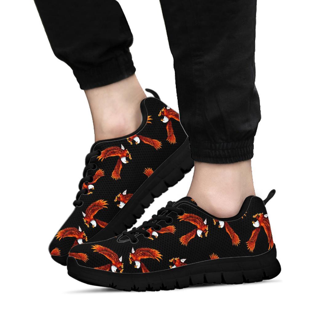 Eagle Black Pattern Print Sneaker Shoes For Men Women-grizzshop