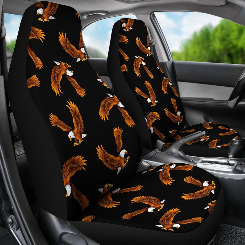 Eagle Black Pattern Print Universal Fit Car Seat Covers-grizzshop