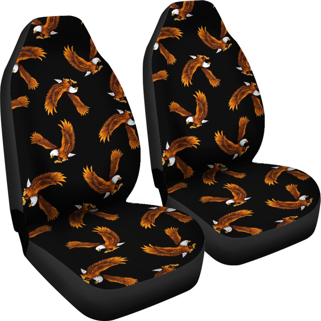 Eagle Black Pattern Print Universal Fit Car Seat Covers-grizzshop