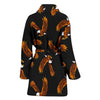 Eagle Black Pattern Print Women Long Robe-grizzshop