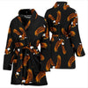 Eagle Black Pattern Print Women Long Robe-grizzshop