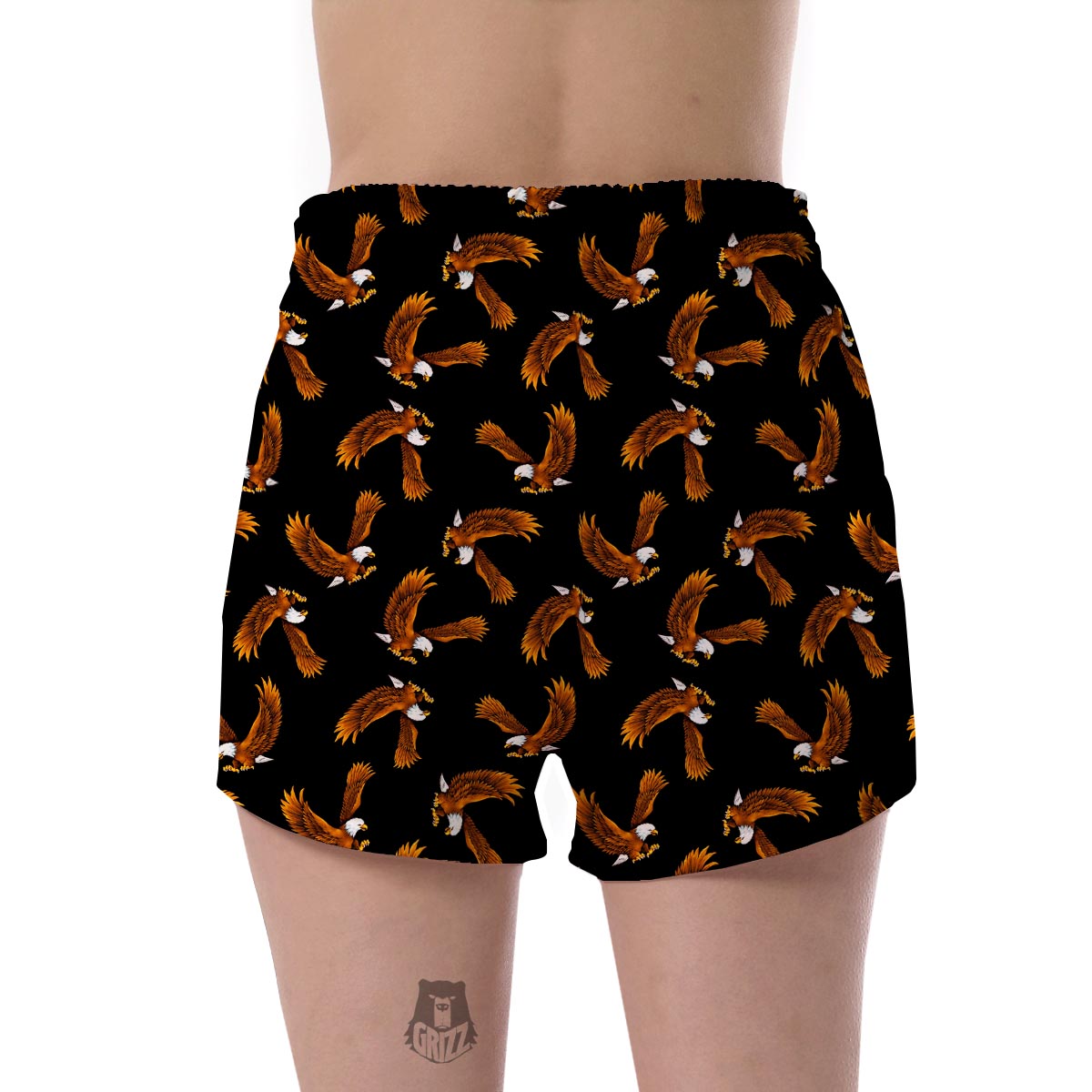 Eagle Black Pattern Print Women's Shorts-grizzshop