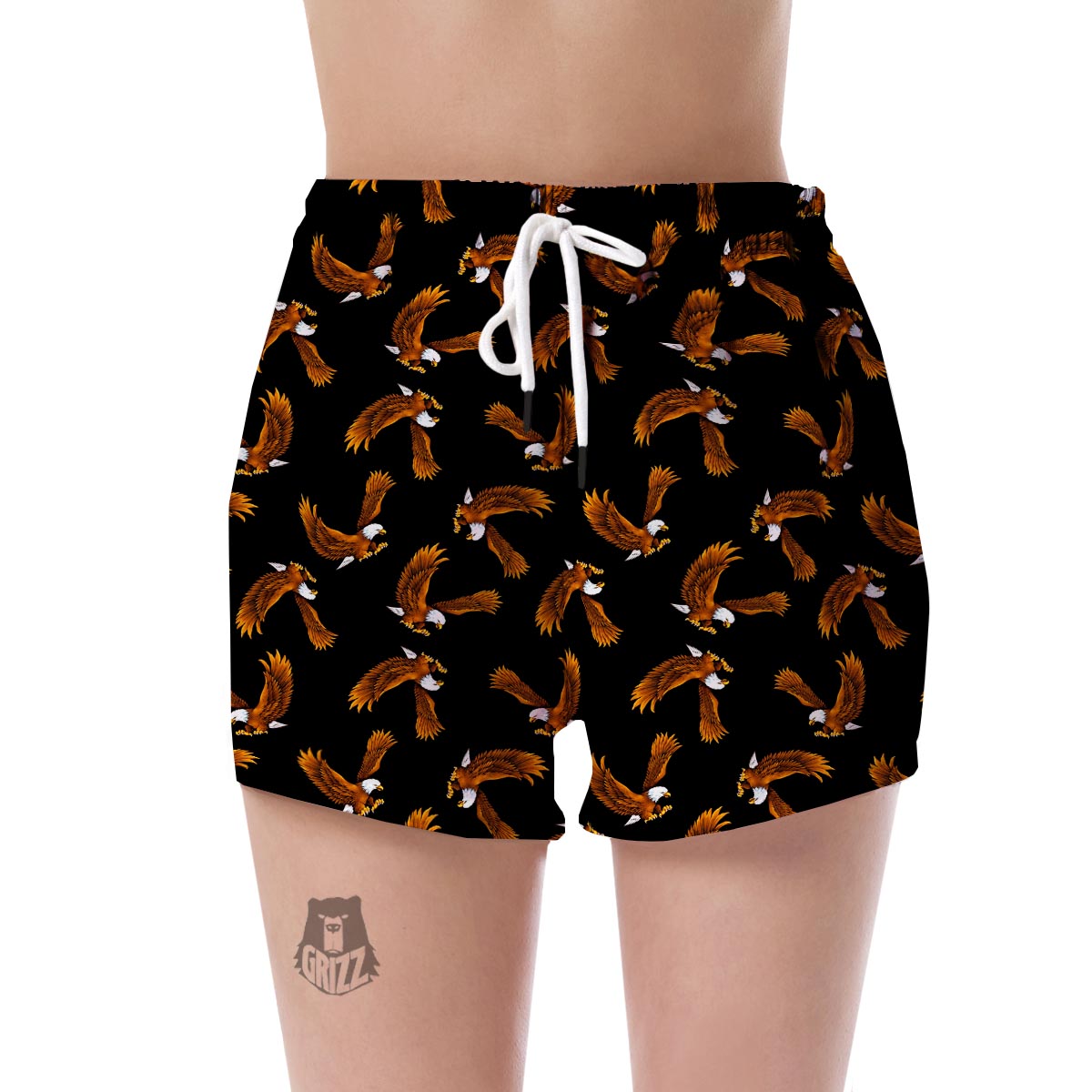 Eagle Black Pattern Print Women's Shorts-grizzshop