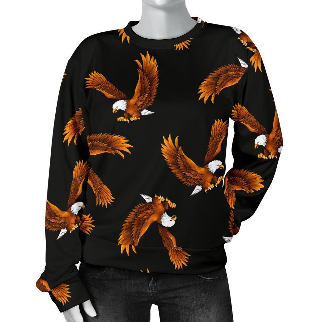 Eagle Black Pattern Print Women's Sweatshirt-grizzshop