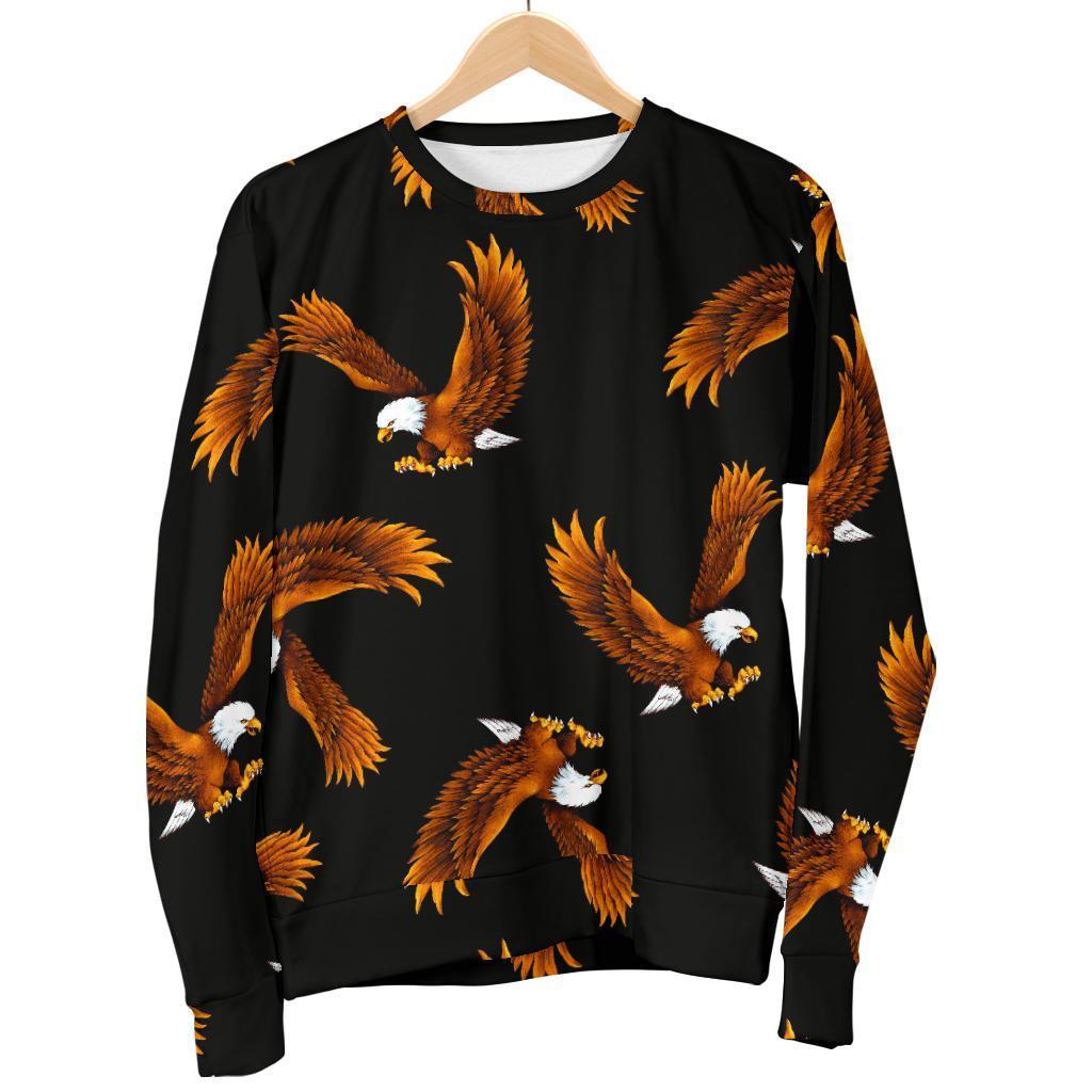 Eagle Black Pattern Print Women's Sweatshirt-grizzshop