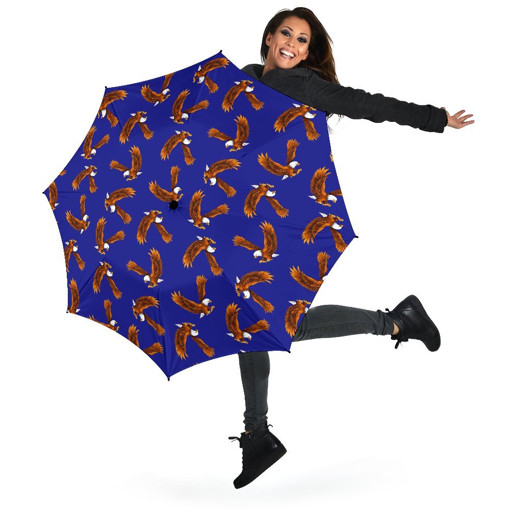 Eagle Blue Pattern Print Automatic Foldable Umbrella-grizzshop
