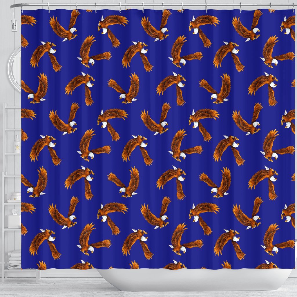 Eagle Blue Pattern Print Bathroom Shower Curtain-grizzshop