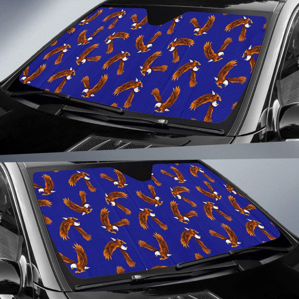 Eagle Blue Pattern Print Car Sun Shade-grizzshop
