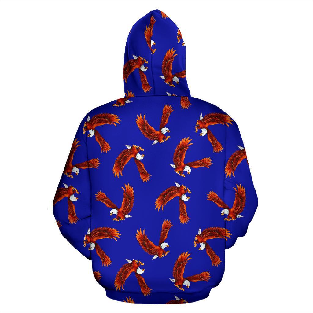 Eagle Blue Pattern Print Men Women Pullover Hoodie-grizzshop