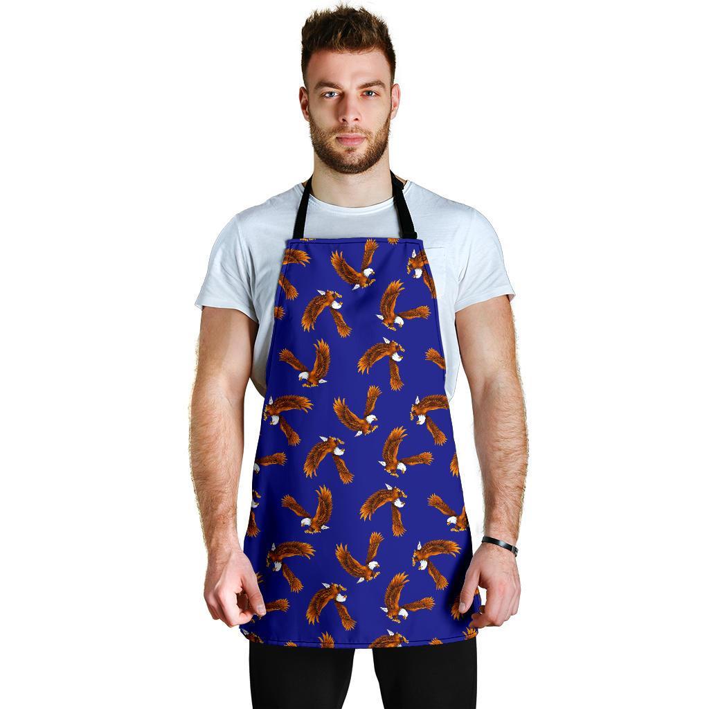 Eagle Blue Pattern Print Men's Apron-grizzshop