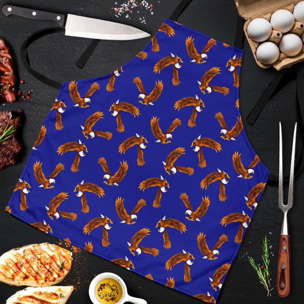 Eagle Blue Pattern Print Men's Apron-grizzshop