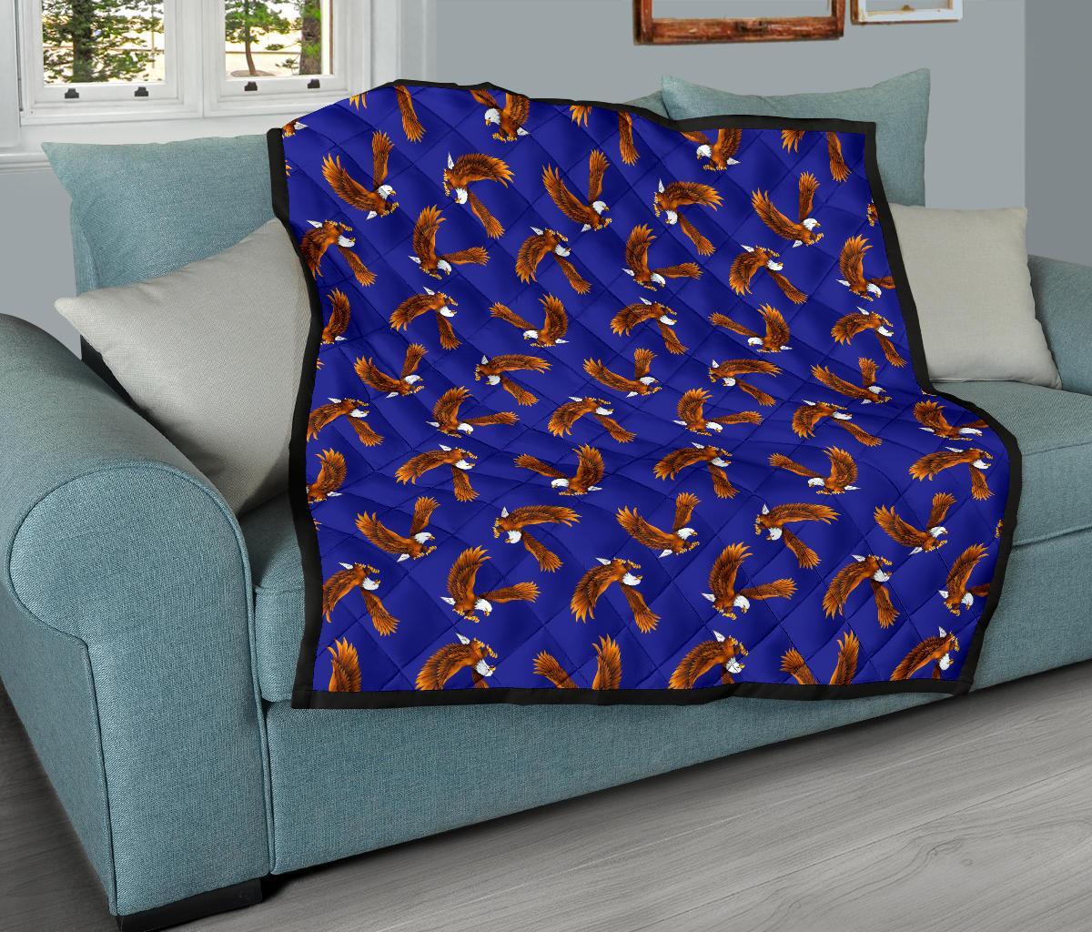 Eagle Blue Pattern Print Quilt-grizzshop