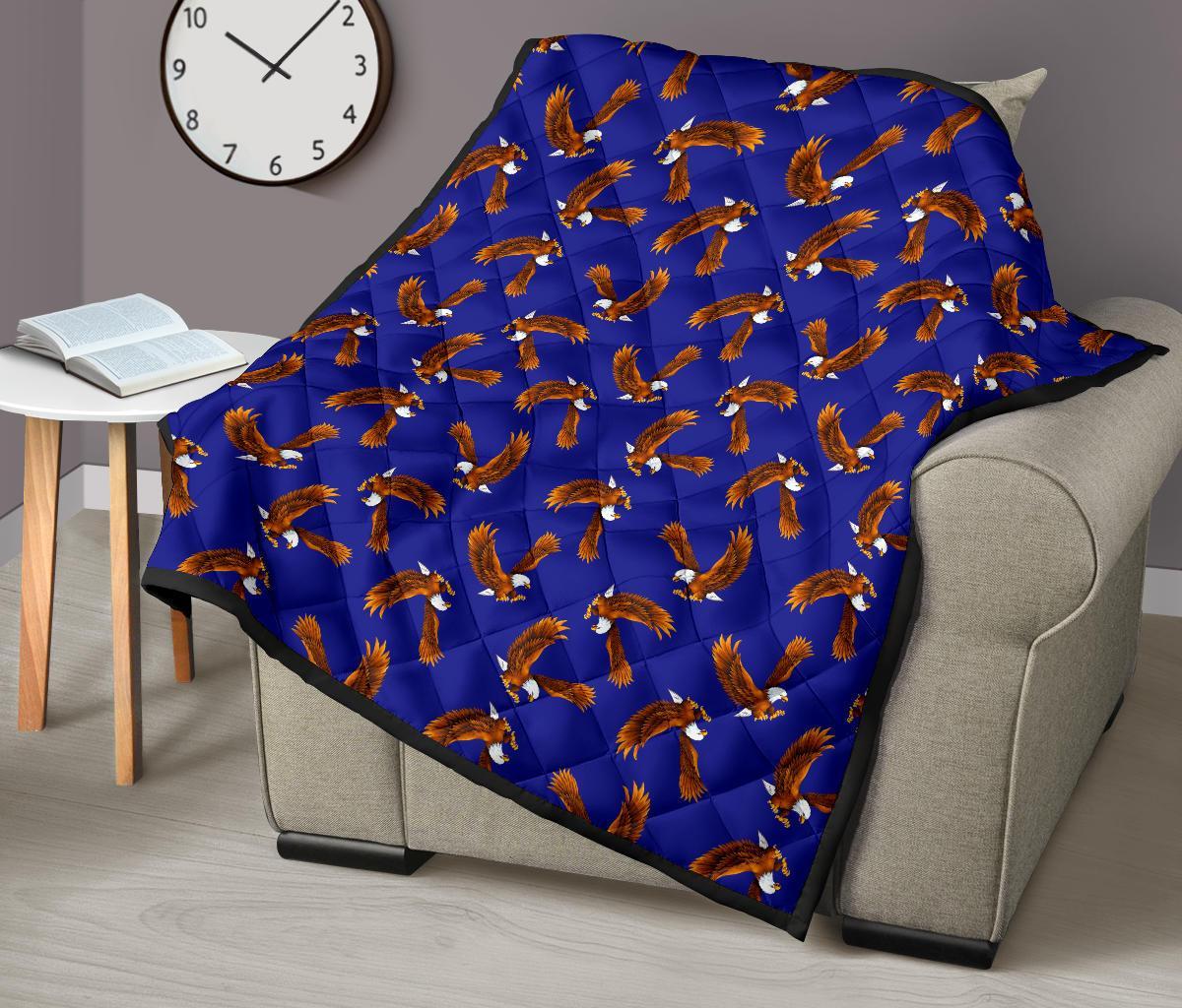 Eagle Blue Pattern Print Quilt-grizzshop