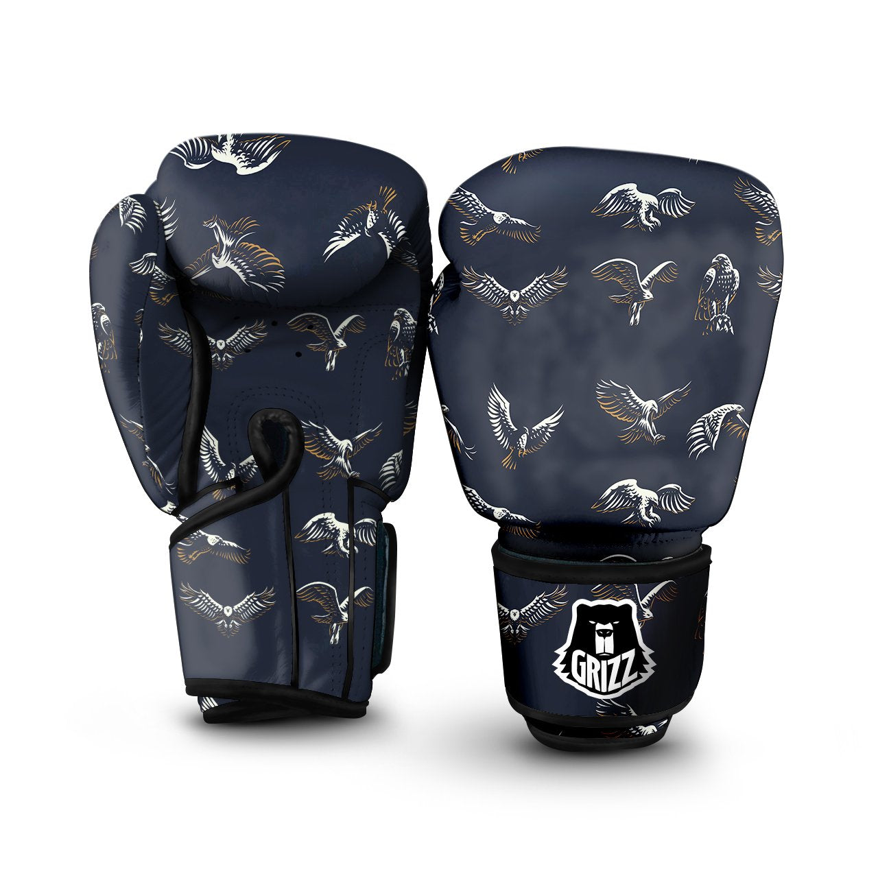 Eagle Brown And White Print Pattern Boxing Gloves-grizzshop