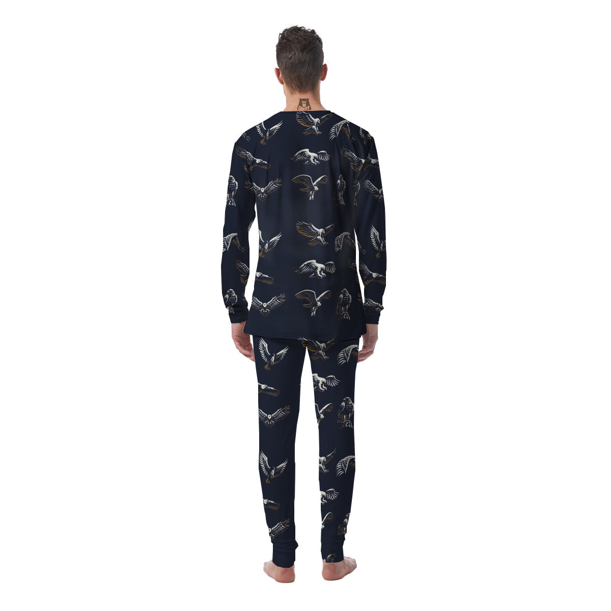 Eagle Brown And White Print Pattern Men's Pajamas-grizzshop