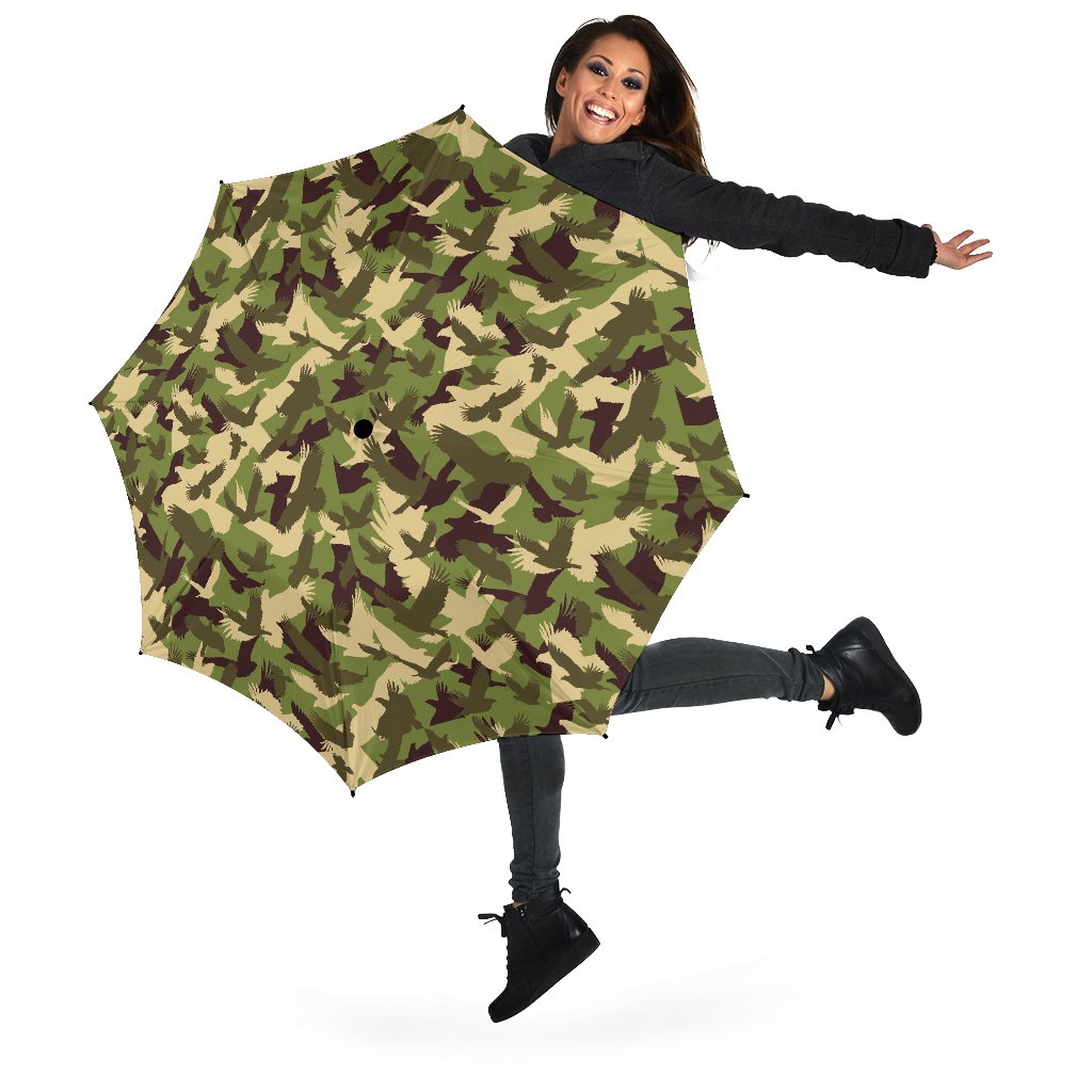 Eagle Camo Pattern Print Automatic Foldable Umbrella-grizzshop