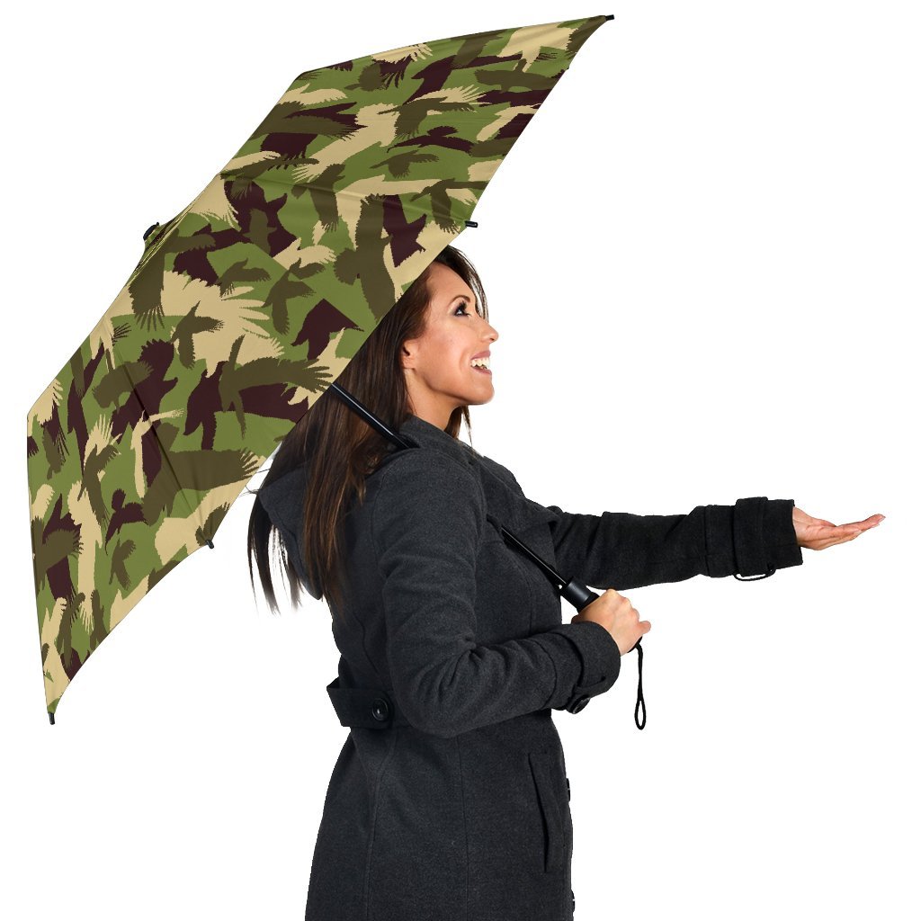 Eagle Camo Pattern Print Automatic Foldable Umbrella-grizzshop