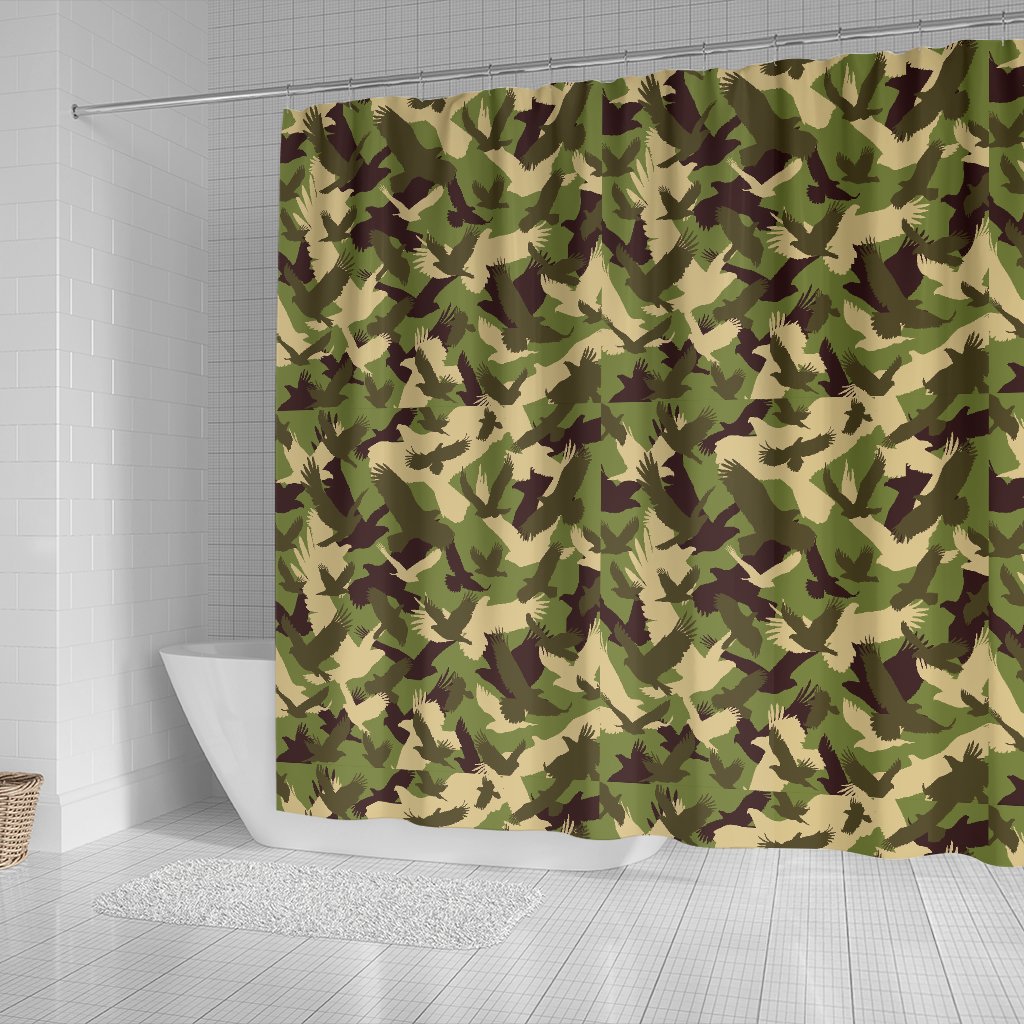 Eagle Camo Pattern Print Bathroom Shower Curtain-grizzshop