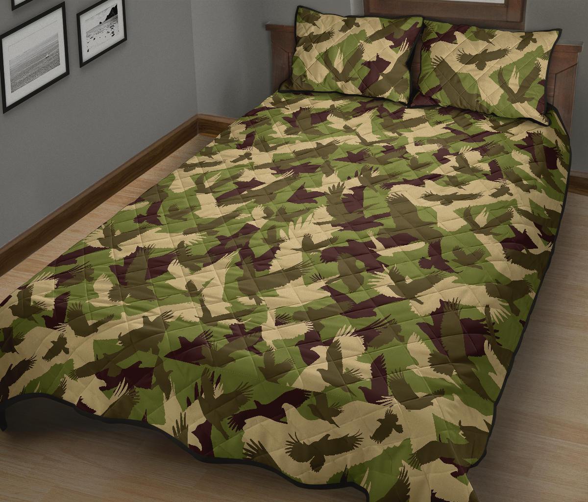 Eagle Camo Pattern Print Bed Set Quilt-grizzshop