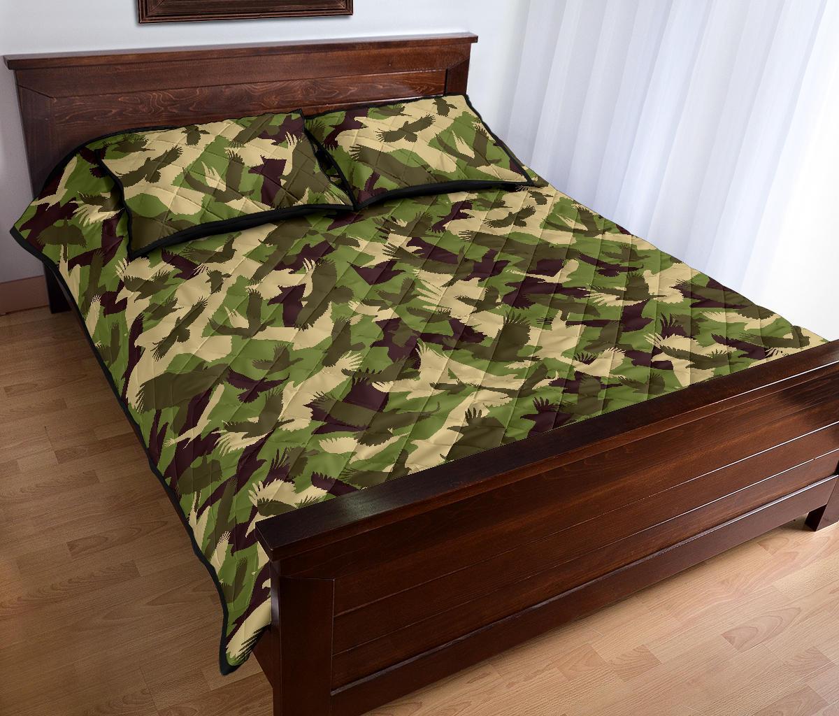 Eagle Camo Pattern Print Bed Set Quilt-grizzshop