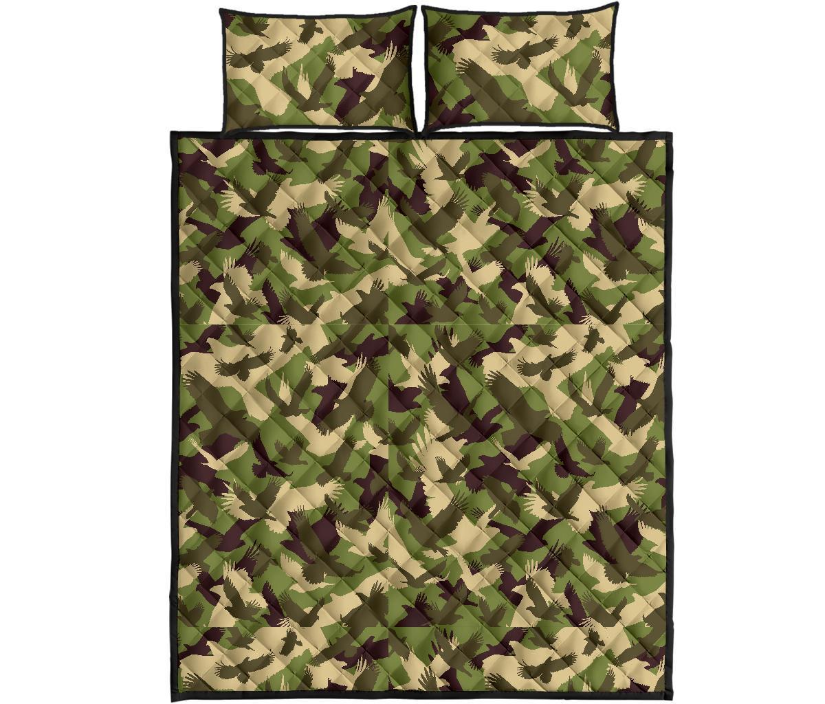 Eagle Camo Pattern Print Bed Set Quilt-grizzshop