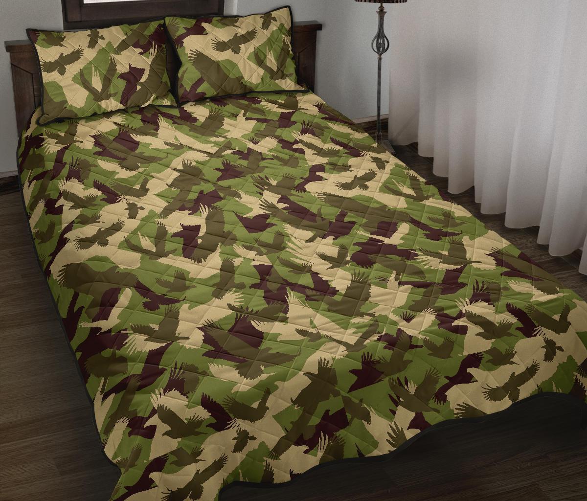 Eagle Camo Pattern Print Bed Set Quilt-grizzshop