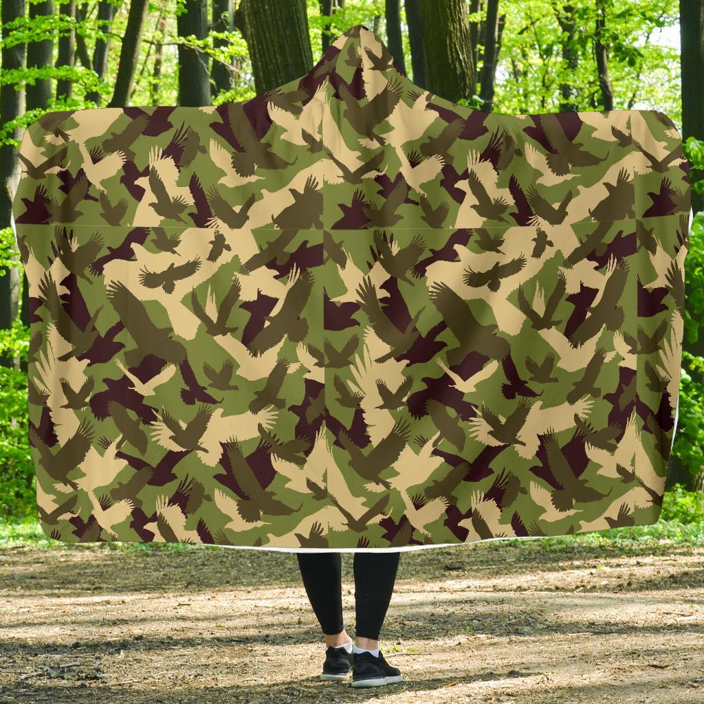 Eagle Camo Pattern Print Hooded Blanket-grizzshop