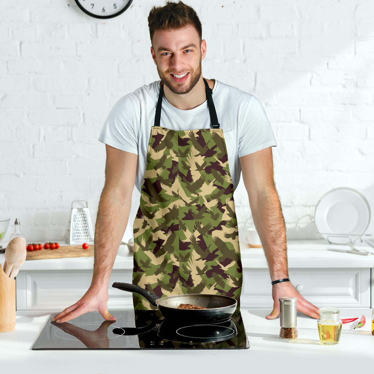 Eagle Camo Pattern Print Men's Apron-grizzshop