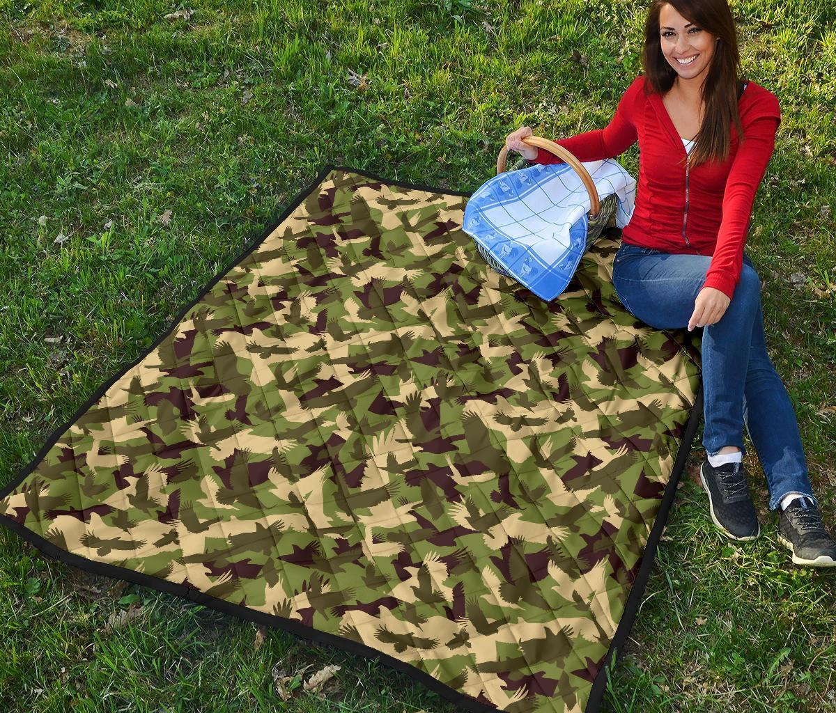 Eagle Camo Pattern Print Quilt-grizzshop