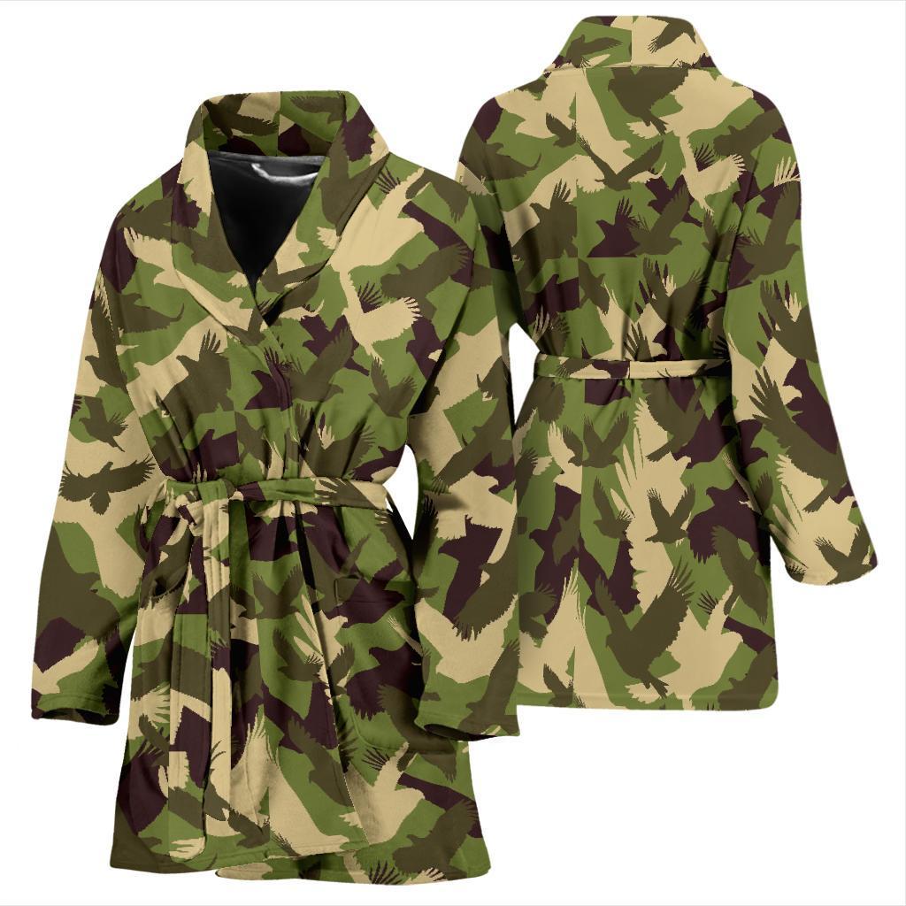 Eagle Camo Pattern Print Women Long Robe-grizzshop