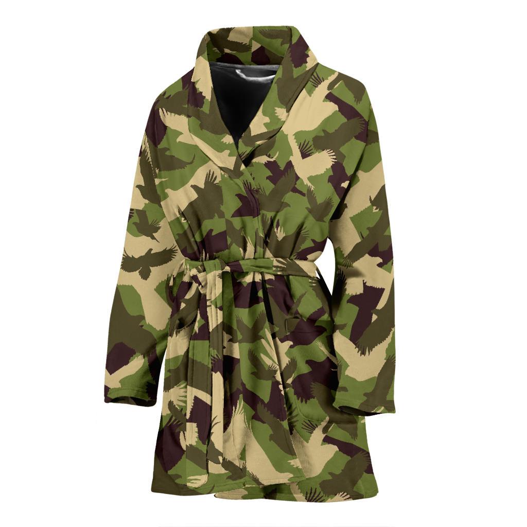 Eagle Camo Pattern Print Women Long Robe-grizzshop