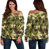 Eagle Camo Pattern Print Women Off Shoulder Sweatshirt-grizzshop