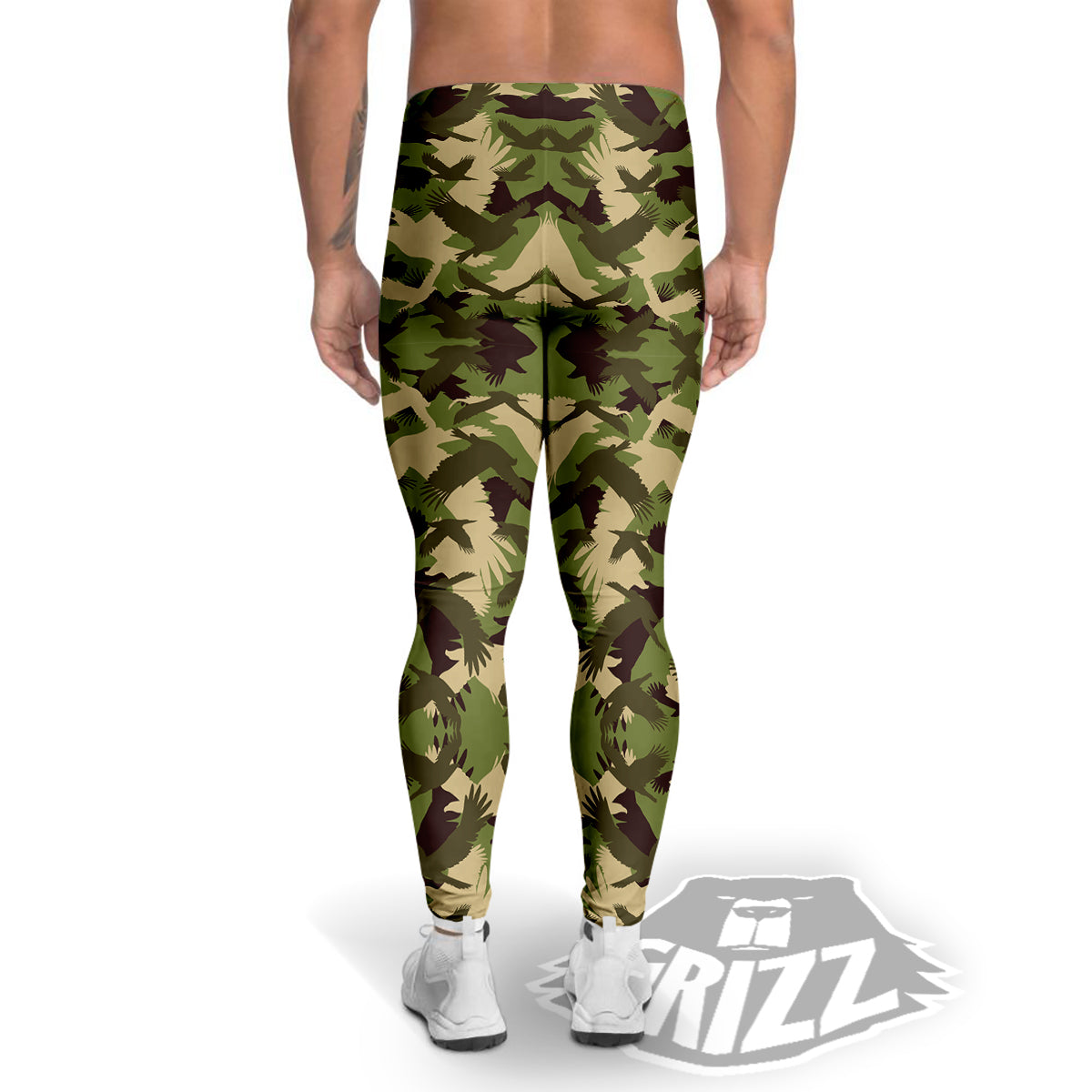 Eagle Camouflage Green Print Pattern Men's Leggings-grizzshop
