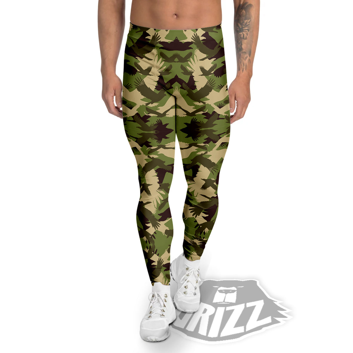 Eagle Camouflage Green Print Pattern Men's Leggings-grizzshop