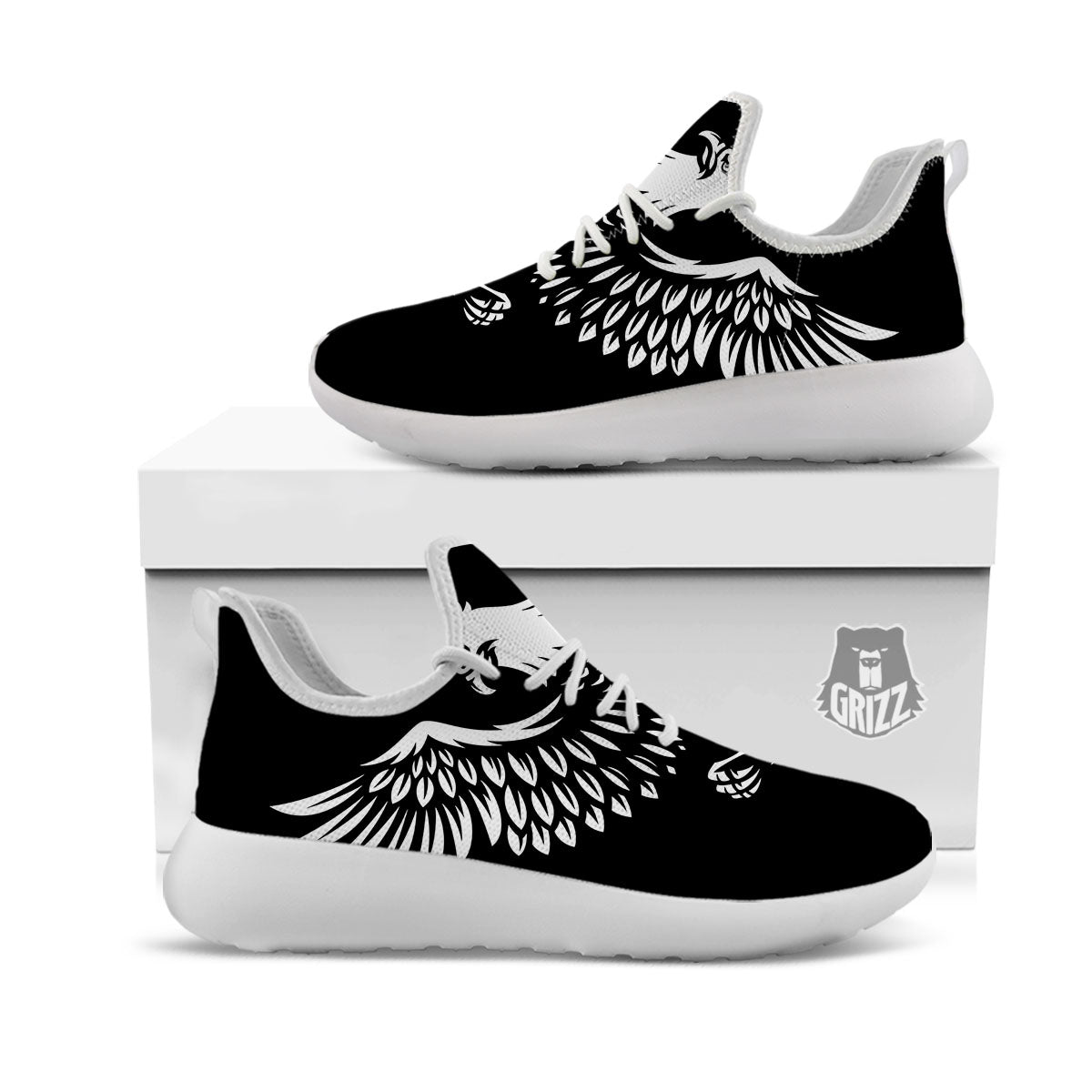 Eagle Monochrome Print White Athletic Shoes-grizzshop