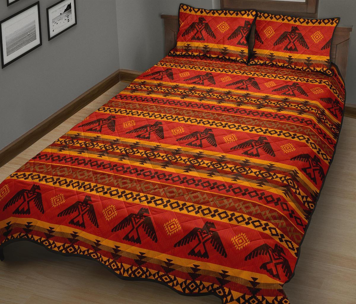 Eagle Native American Pattern Print Bed Set Quilt-grizzshop